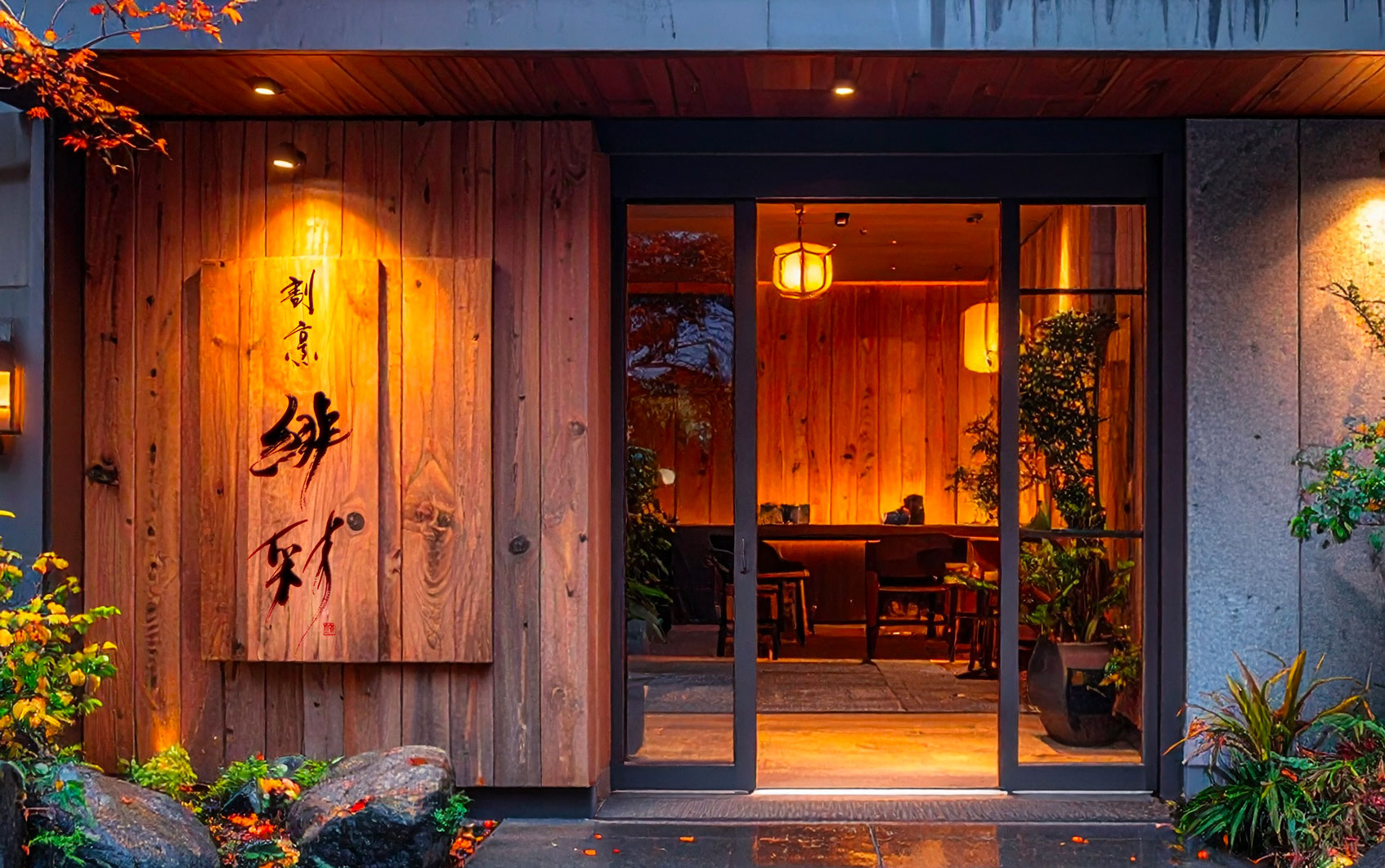 割烹 緋彩の看板モックアップ